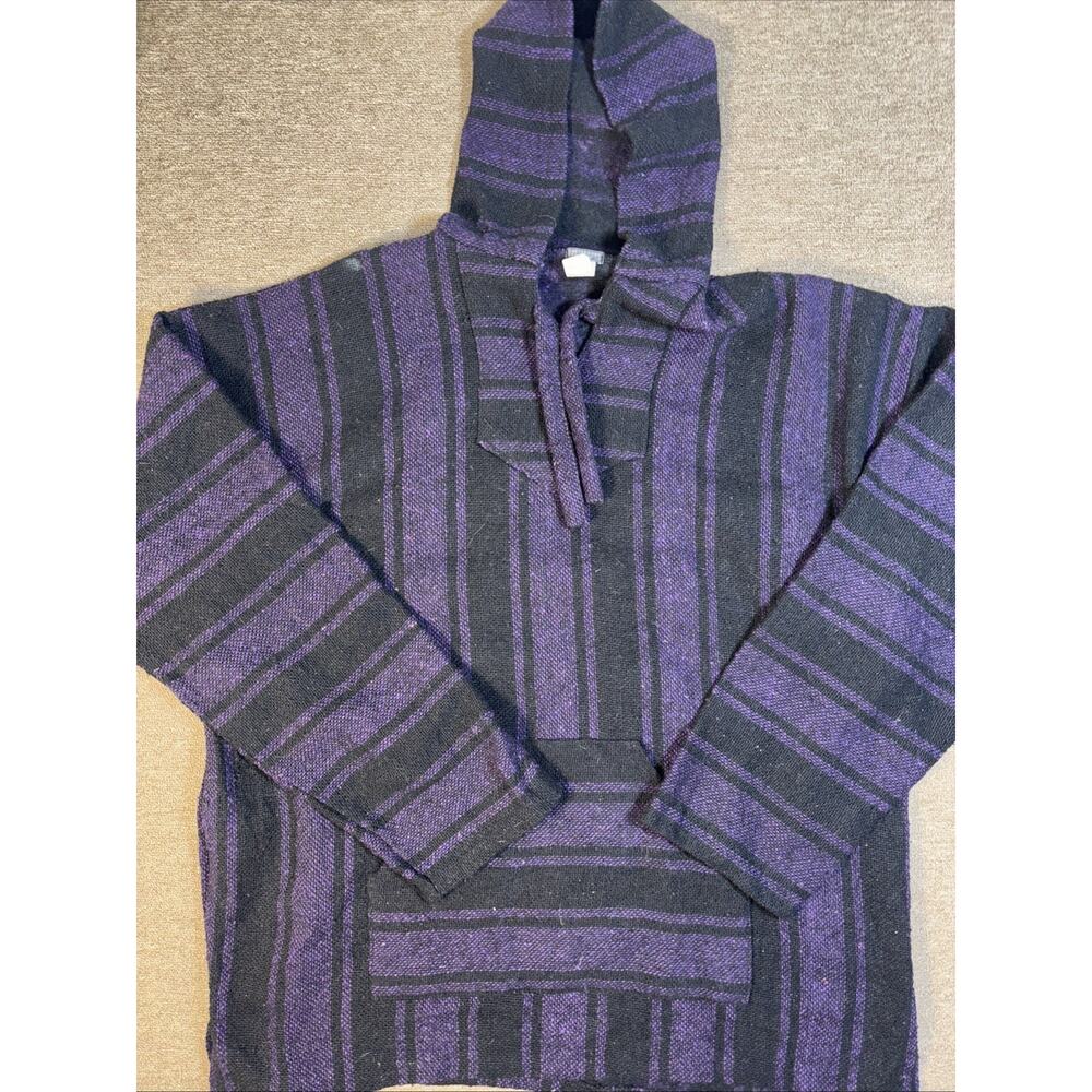 Men’s Earthbound Poncho Pullover Striped XXL Purple